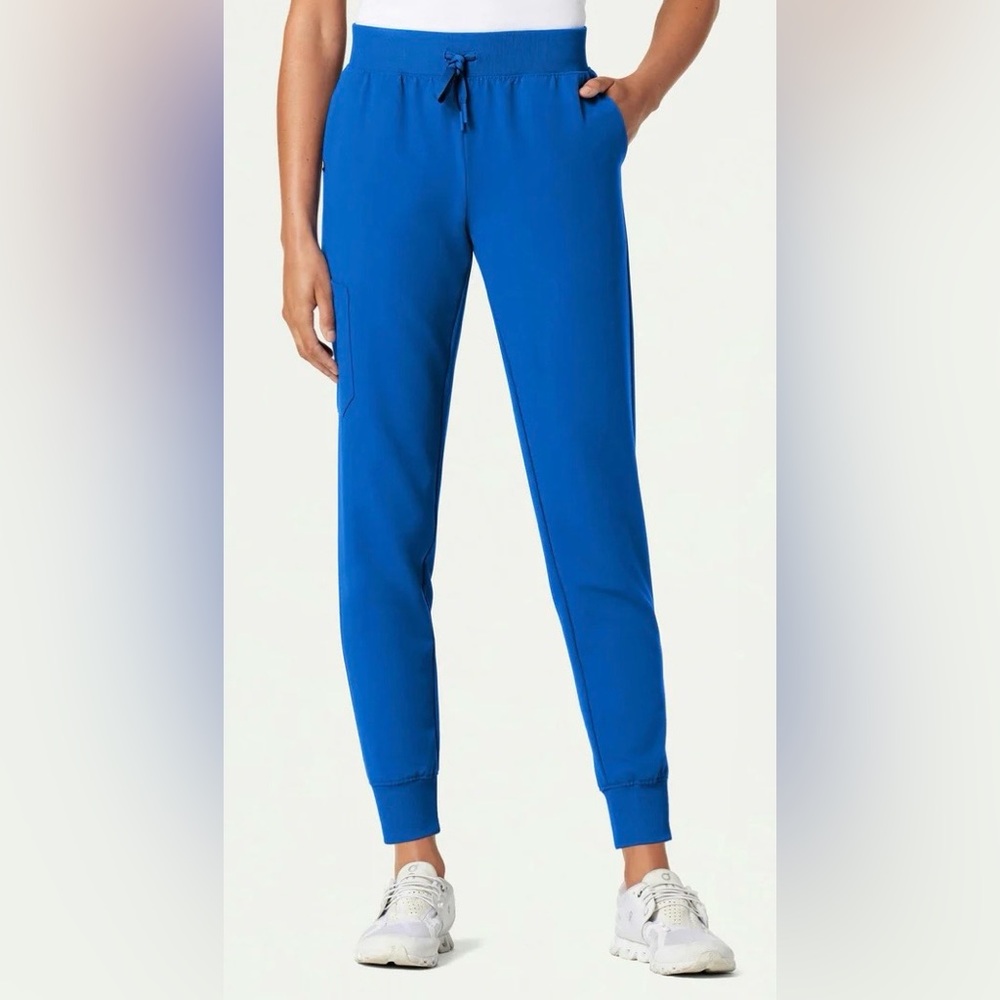 NWOT - Jaanuu "Silex" SLIM knit-waist scrub joggers Royal Blue (PETITE) - S